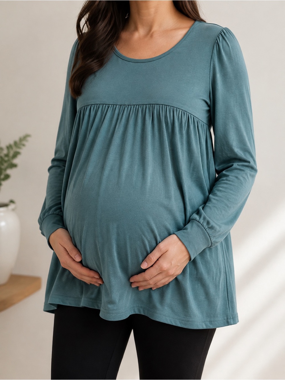 Bonneuitbebe NWT Long-Sleeve Maternity Tunic Top in Teal